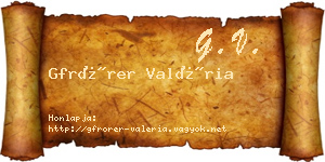 Gfrörer Valéria névjegykártya
